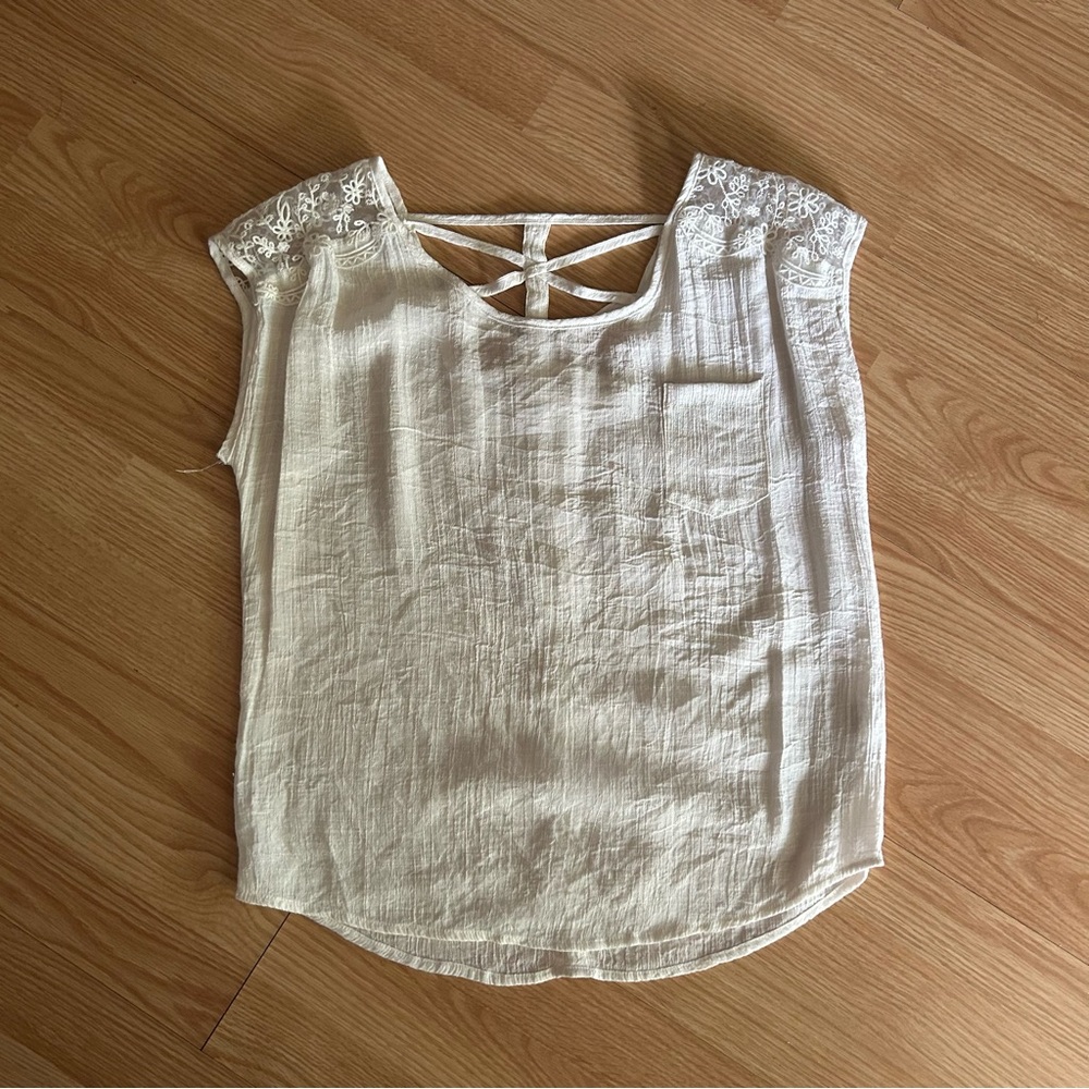 Mine White Light Sheer Blouse Medium